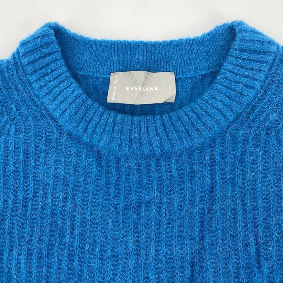 Everlane The Oversized Alpaca Crew Sweater in Heathered Blue Size Small - Picture 4 of 14